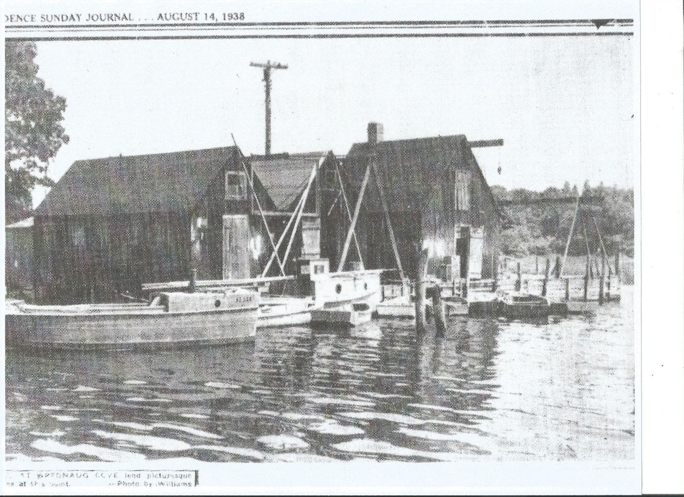 Providence Sunday Journal photograph of the cove, August 14 1938, credited to Williams